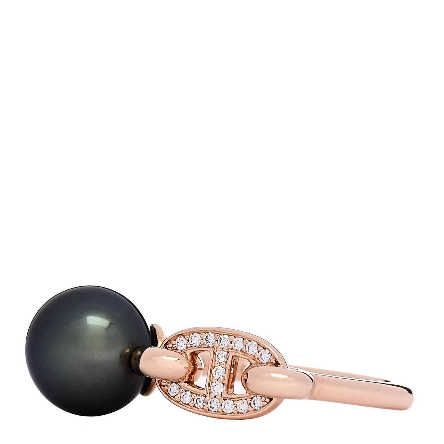 18K Rose Gold Diamond Tahitian Pearl Albertine Ring 48 4.5