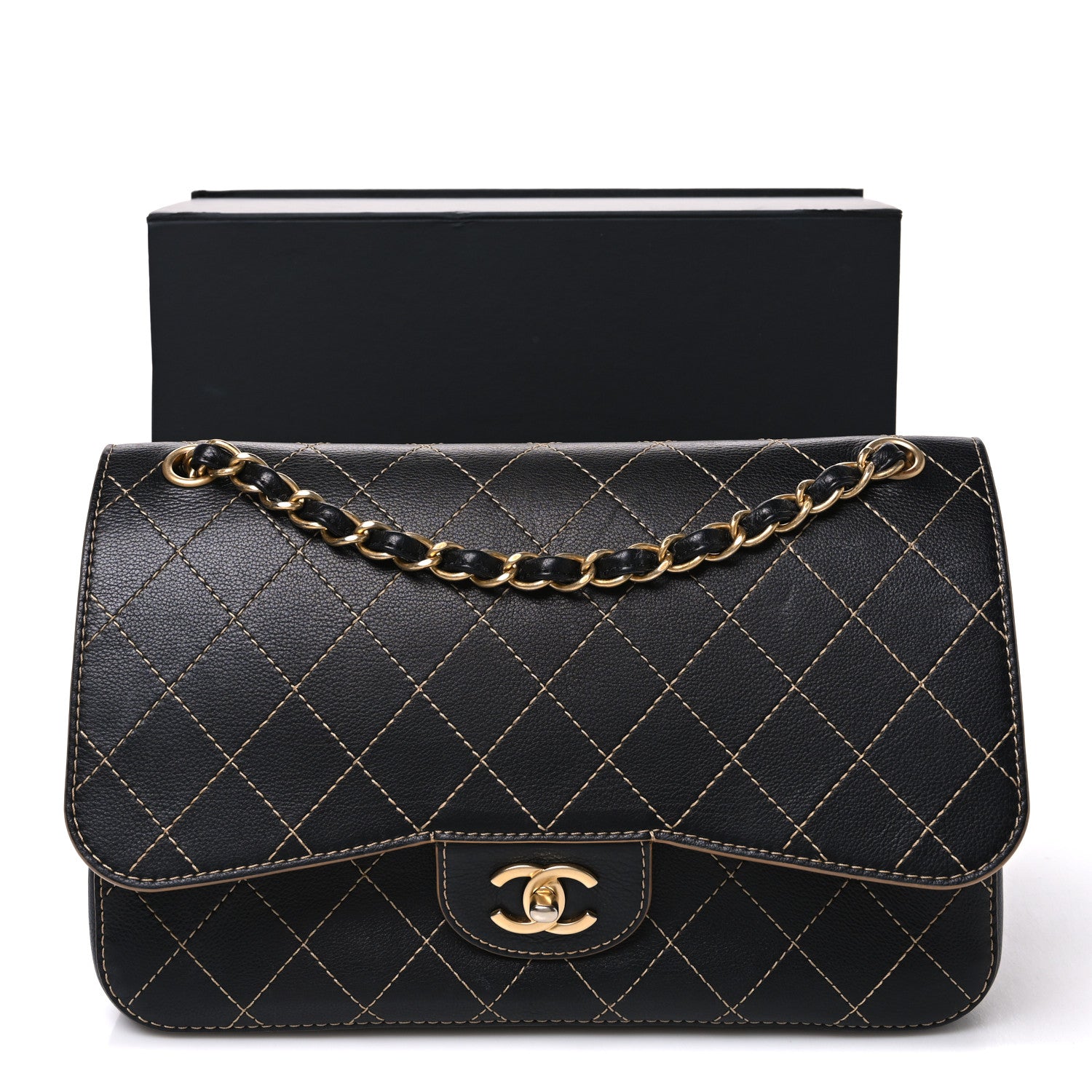 Chanel Calfskin Stitched Jumbo Double Flap Black 11 of 11