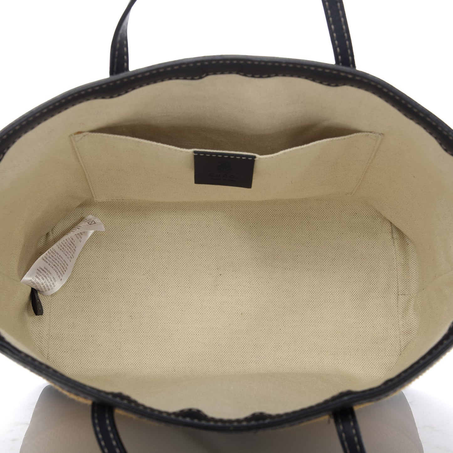 Calfskin Straw GG Monogram Mini Zoo Bird Tote Black Beige