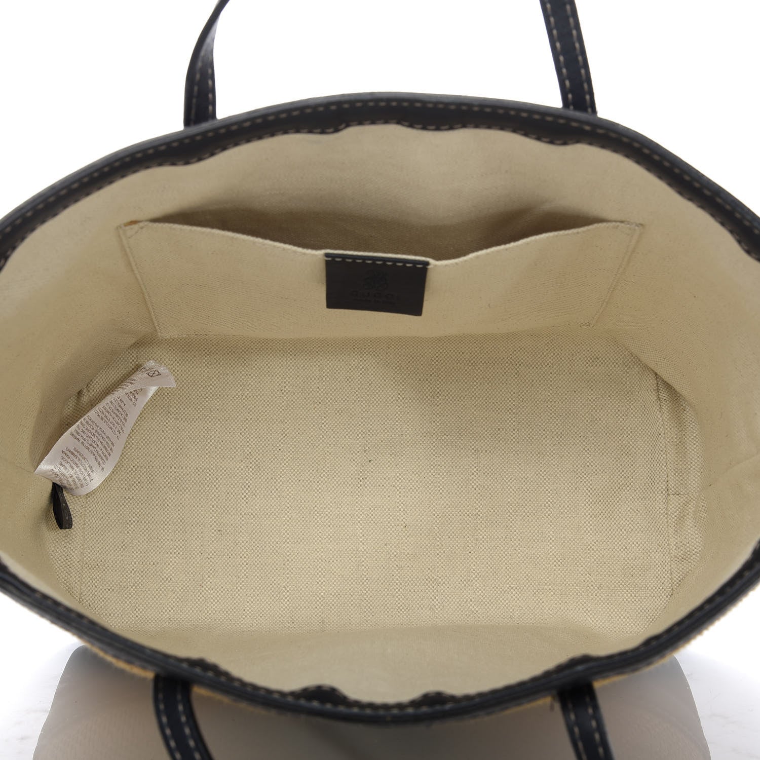 Gucci Calfskin Straw GG Monogram Mini Zoo Bird Tote Black Beige 5 of 10
