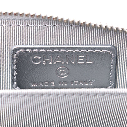 Chanel Gradient Metallic Calfskin Quilted Zip Around Coin Purse Wallet Silver Blue Yellow Purple 6 of 10