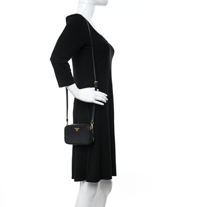 Prada Saffiano Mini Camera Crossbody Bag Black 2 of 14