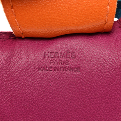 Hermes Milo Lambskin Grigri Rodeo Horse Bag Charm MM Tosca Bleu Izmir Orange 3 of 4