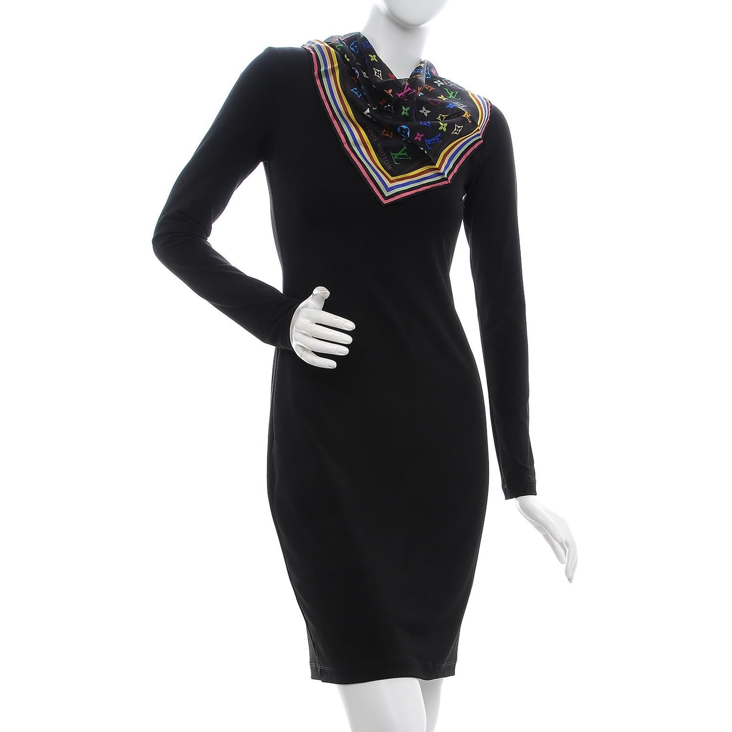 Silk Multicolor Scarf Black