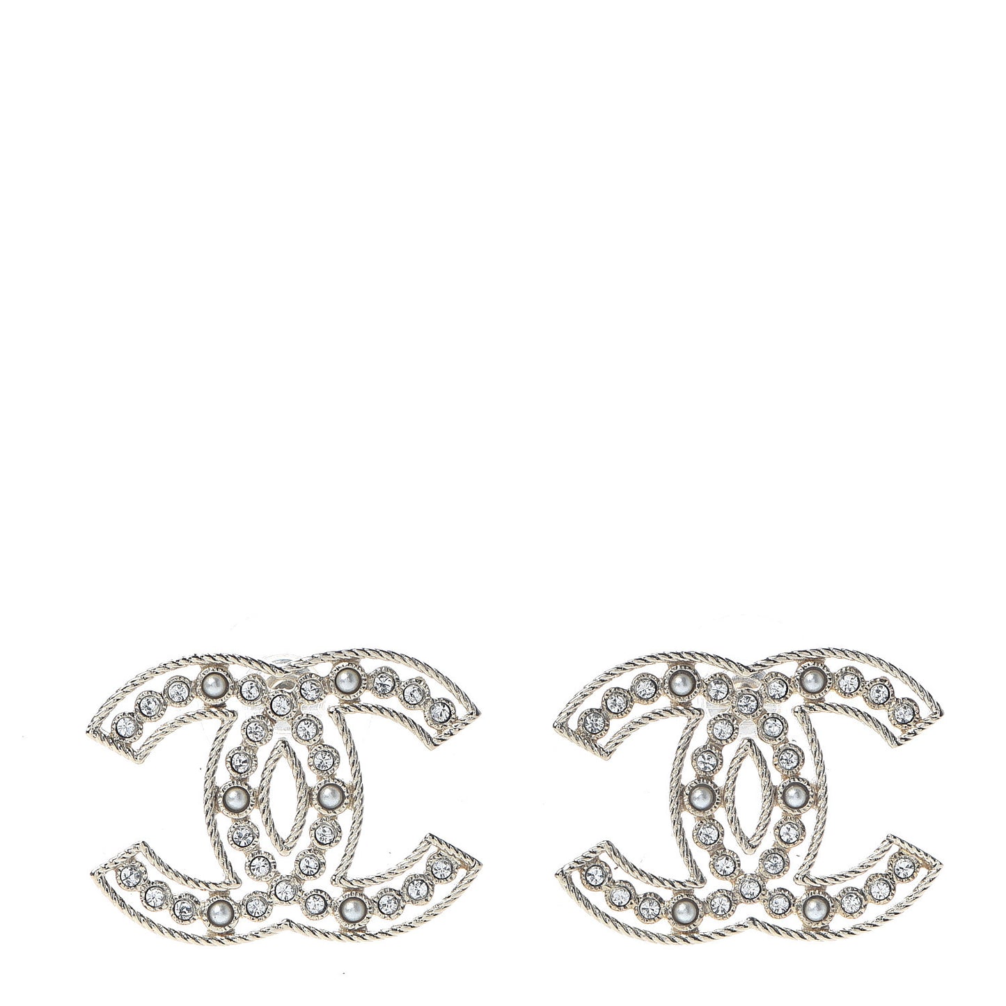 Pearl Crystal Sparkling Pearls CC Earrings Light Gold