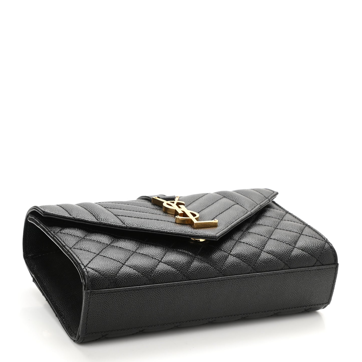 Grain De Poudre Textured Mixed Matelasse Triquilt Small Monogram Satchel Black