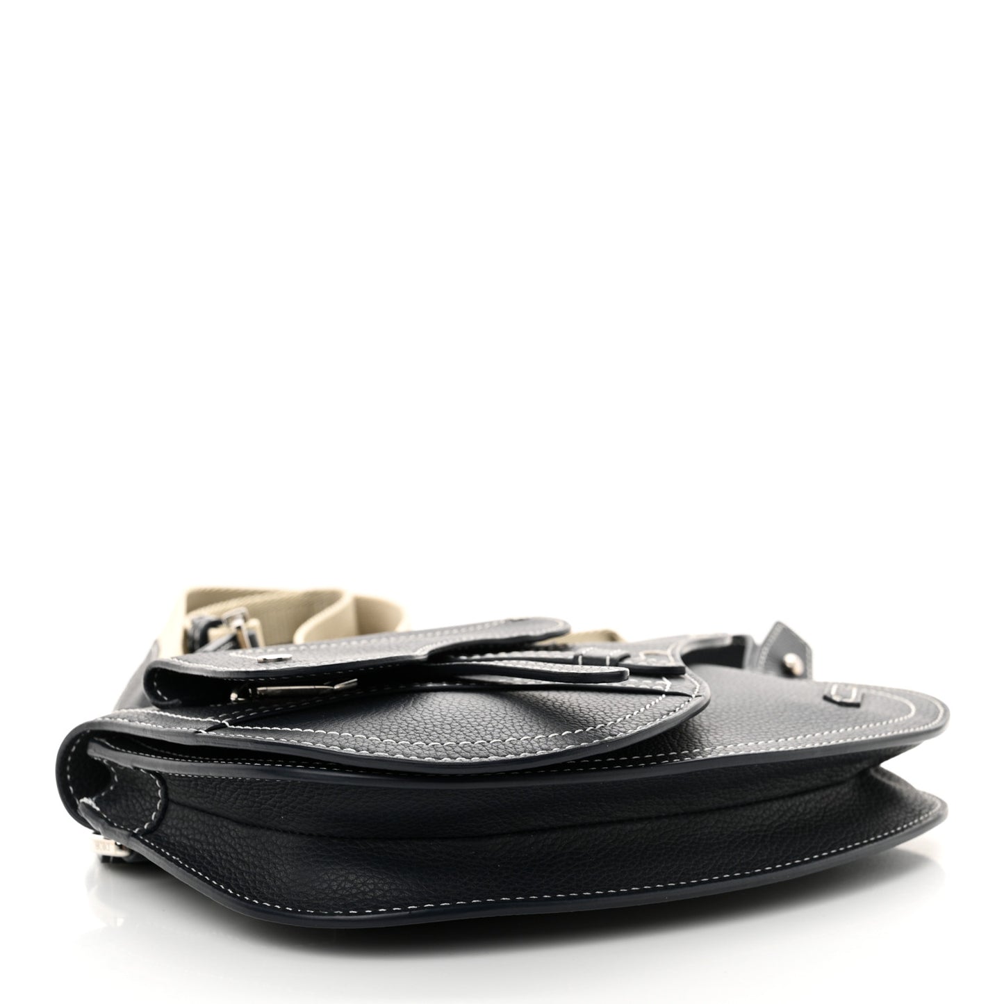 X KAWS Grained Calfskin Saddle Pouch Navy Blue