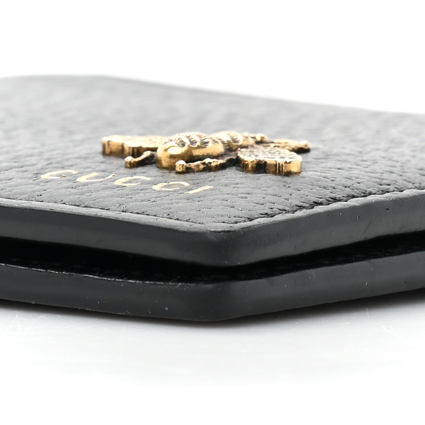 Calfskin Bee Bi-Fold Wallet Black