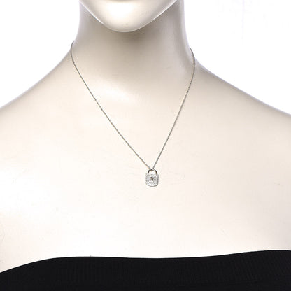 Tiffany Platinum Diamond Small Lock Pendant Necklace 2 of 9