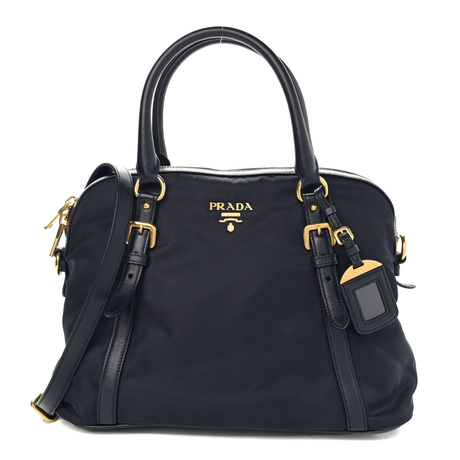 Prada Tessuto Nylon Soft Calf Tote Bleu 1 of 6