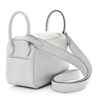 Hermes Taurillon Clemence Mini Lindy 20 Bleu Pale 3 of 11