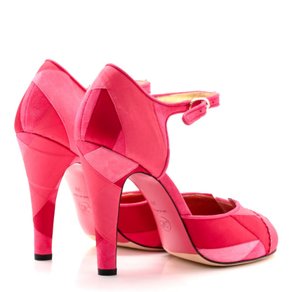 Chanel Silk Grosgrain Cap Toe Patchwork Pumps 39 Pink 4 of 9