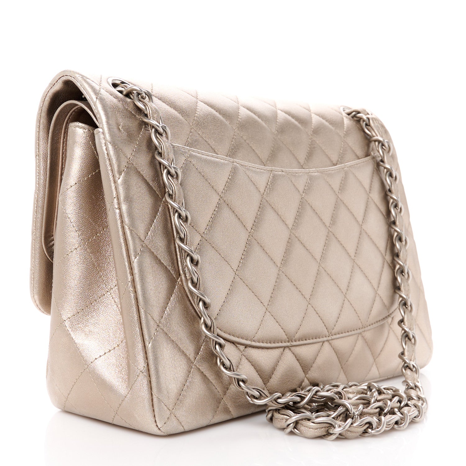 Chanel Metallic Lambskin Quilted Jumbo Double Flap Gold 3 of 11