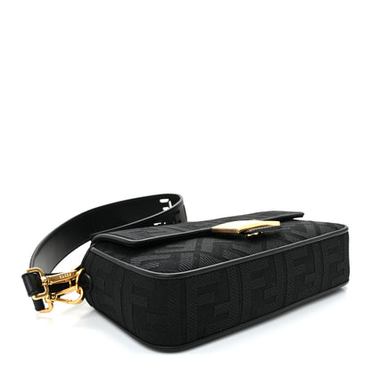 Fendi Canvas Vitello King Extra Strap FF Embroidered Baguette Black 4 of 10
