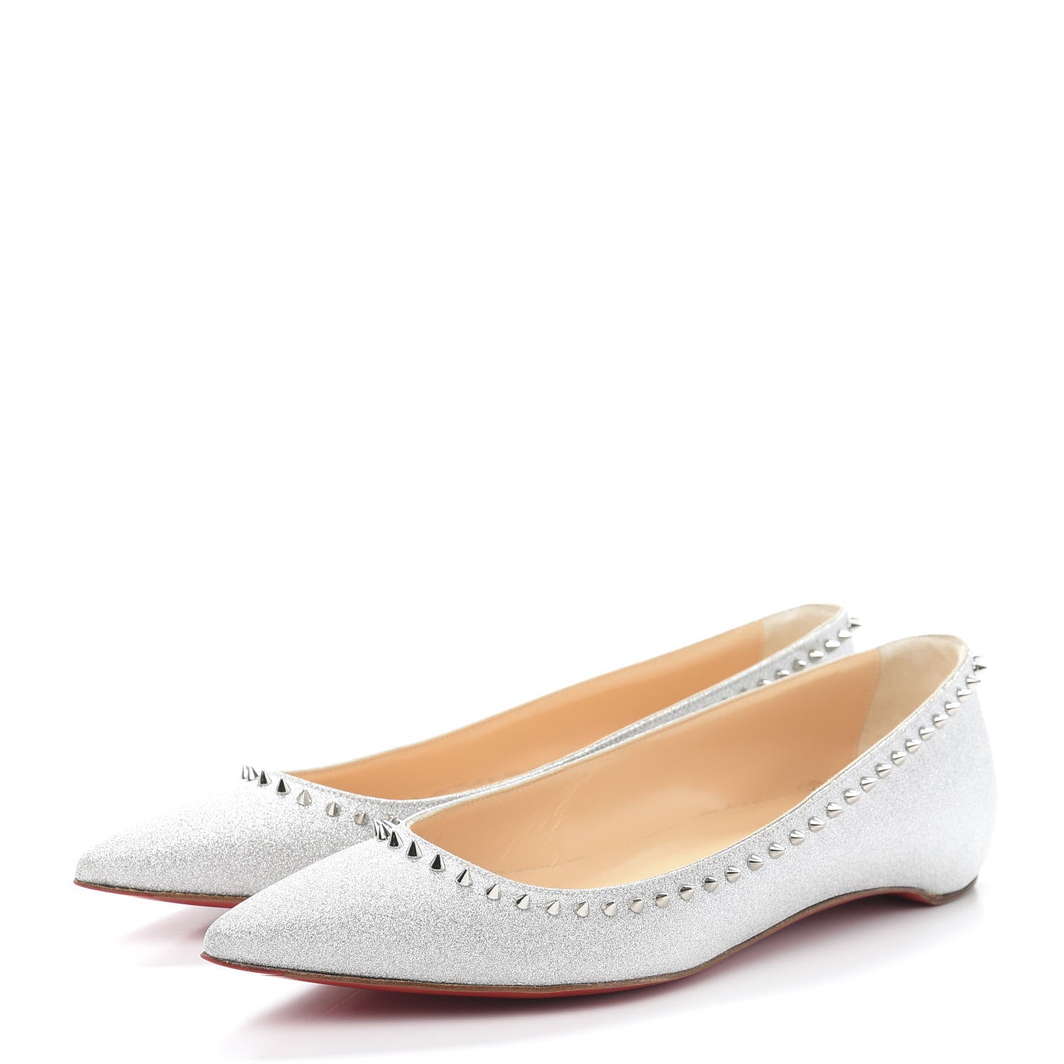 Christian Louboutin Mini Glitter Anjalina Flats 37 Silver 3 of 7