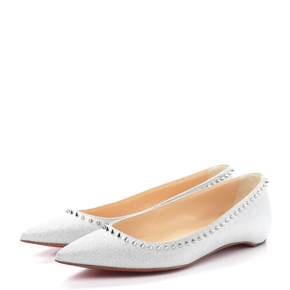 Christian Louboutin Mini Glitter Anjalina Flats 37 Silver 3 of 7