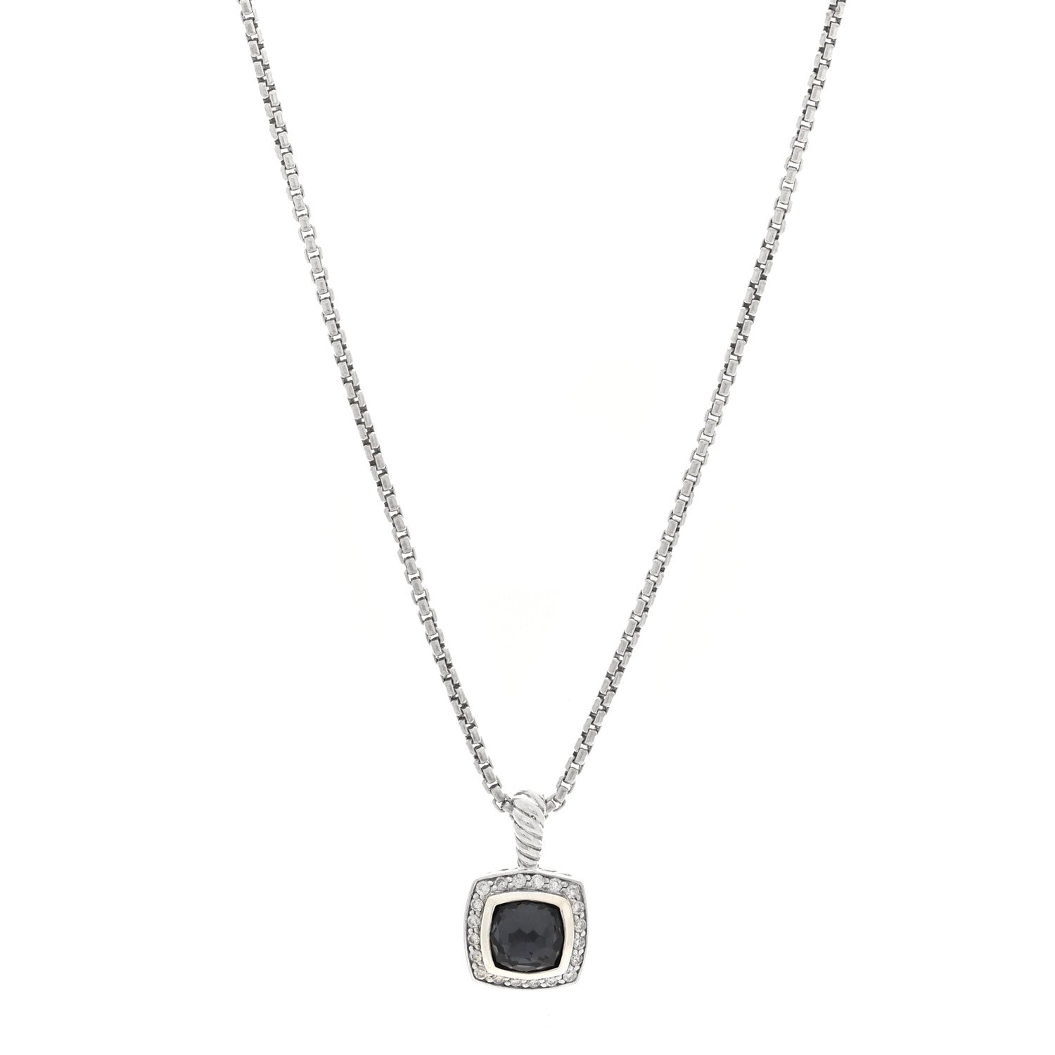 David Yurman Sterling Silver Diamond Black Orchid 7mm Petite Albion Necklace 1 of 4