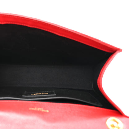 Saint Laurent Grain De Poudre Textured Mixed Matelasse Triquilt Medium Monogram Satchel New Red 5 of 11