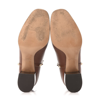 Valentino Garavani Grained Calfskin Cutout Rockstud Ankle Boots 39 Bright Cognac 5 of 10
