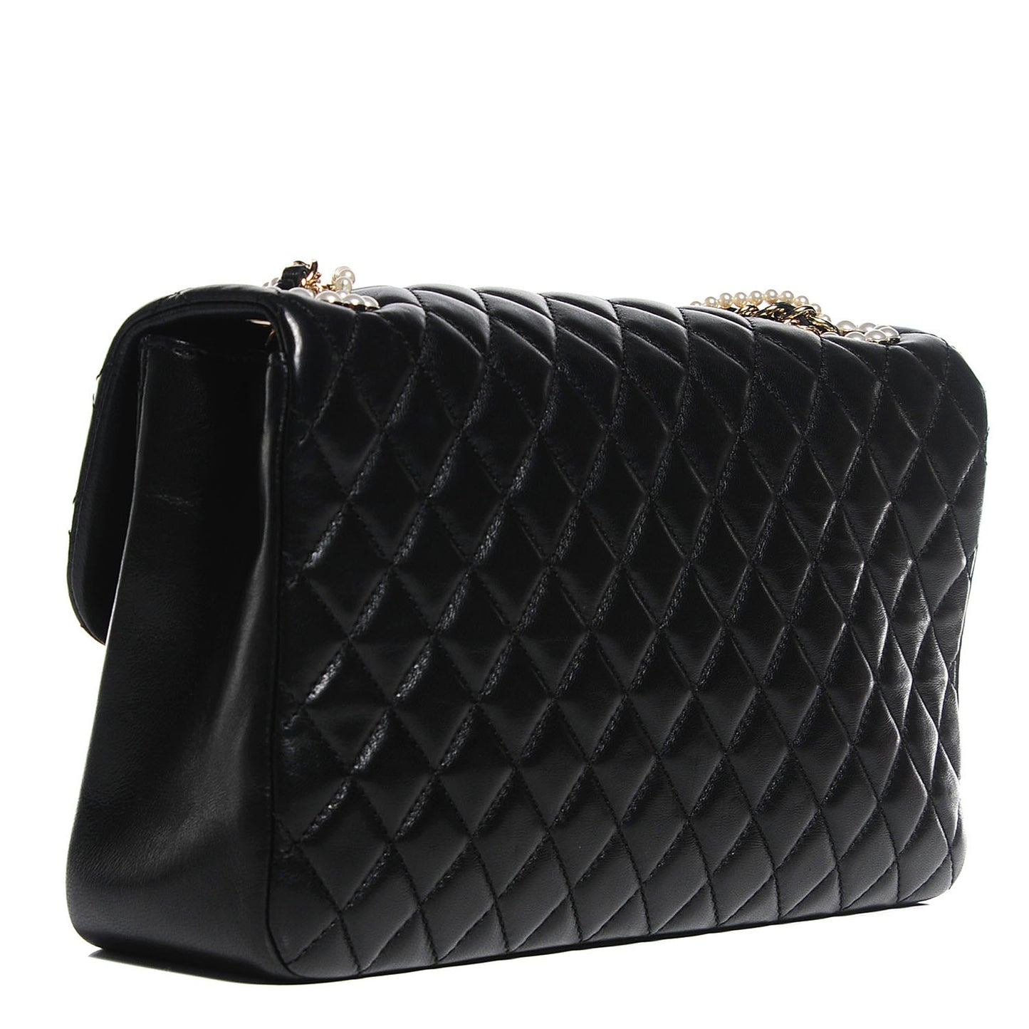 Lambskin Quilted Medium Westminster Pearl Flap Black