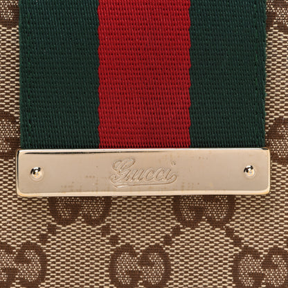 Gucci Monogram Calfskin Ladies Web Long Wallet Beige Ebony Cocoa 8 of 15