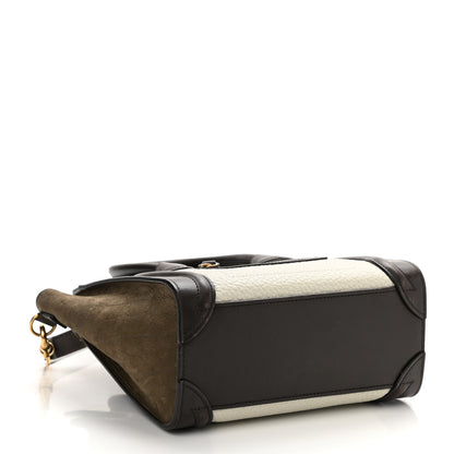 Celine Bullhide Calfskin Suede Nano Tri-Color Luggage White 4 of 9