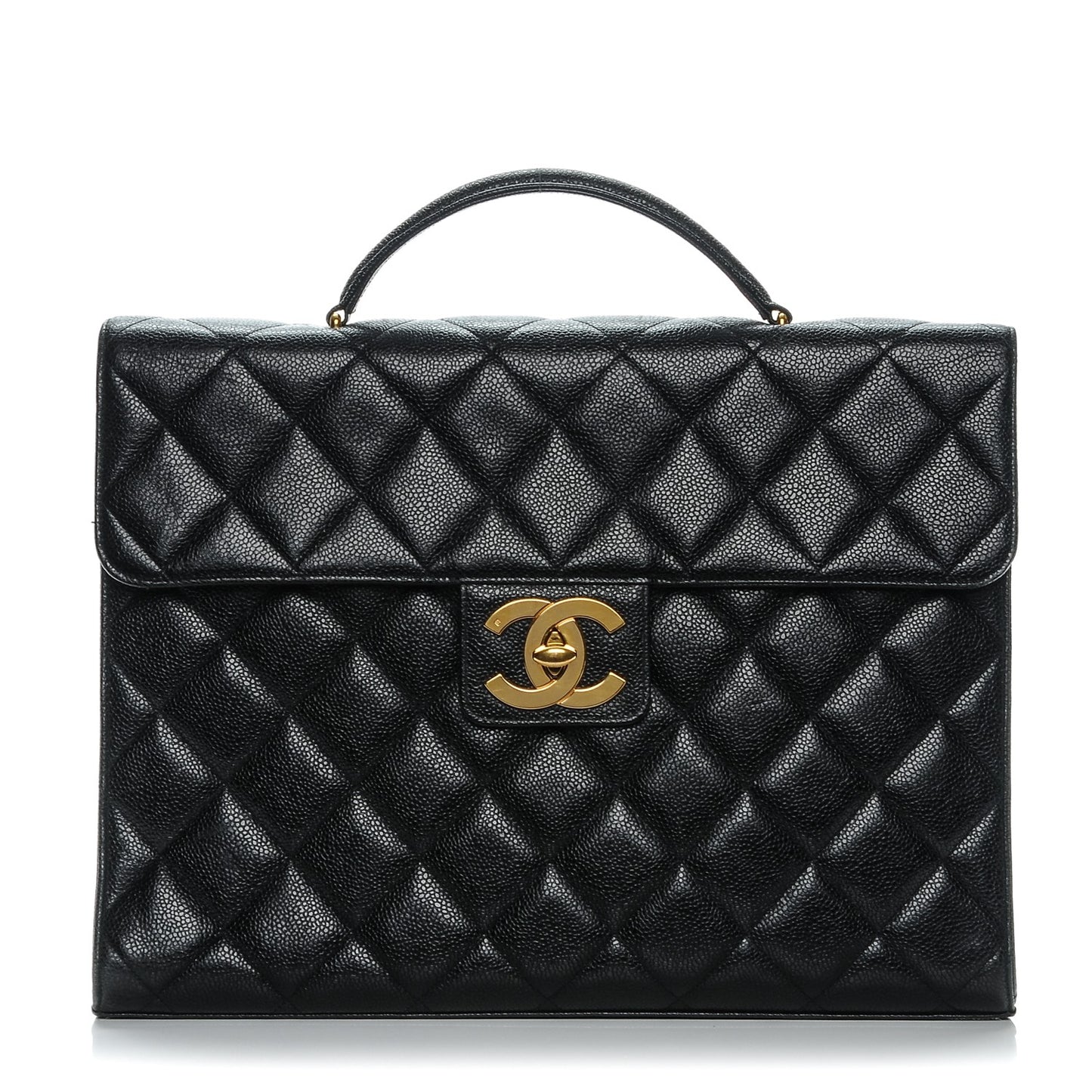 Caviar Quilted Briefcase Laptop Bag Black