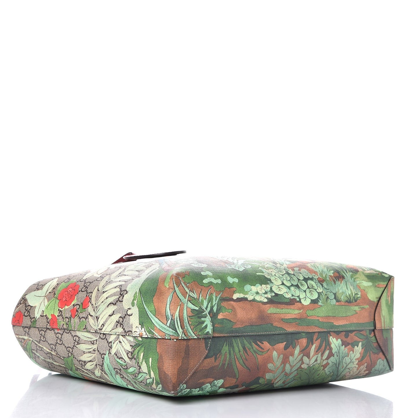 GG Supreme Monogram Tian Medium Shopping Tote Beige Multicolor Red