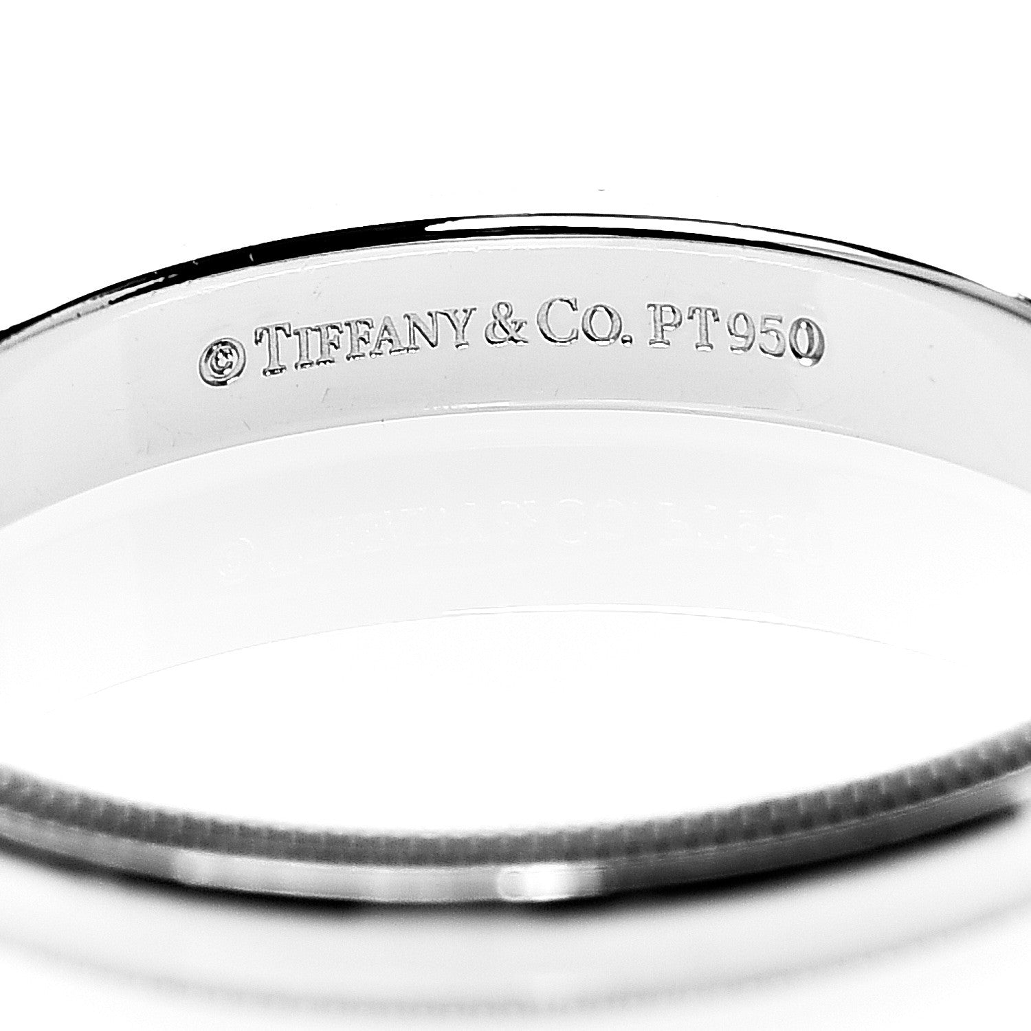Tiffany Platinum 3mm Milgrain Wedding Band Ring 56 7.75 3 of 3