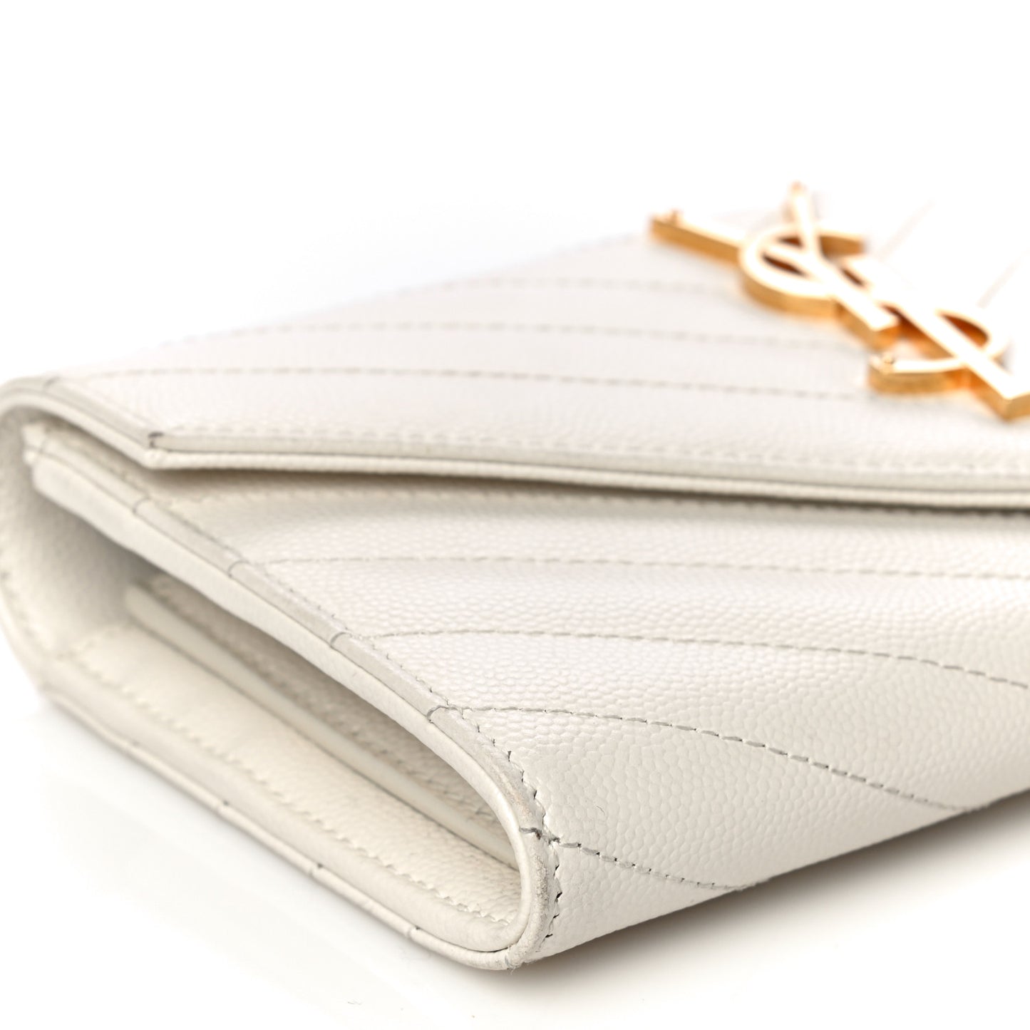Grain De Poudre Matelasse Chevron Monogram Flap Wallet Crema Soft