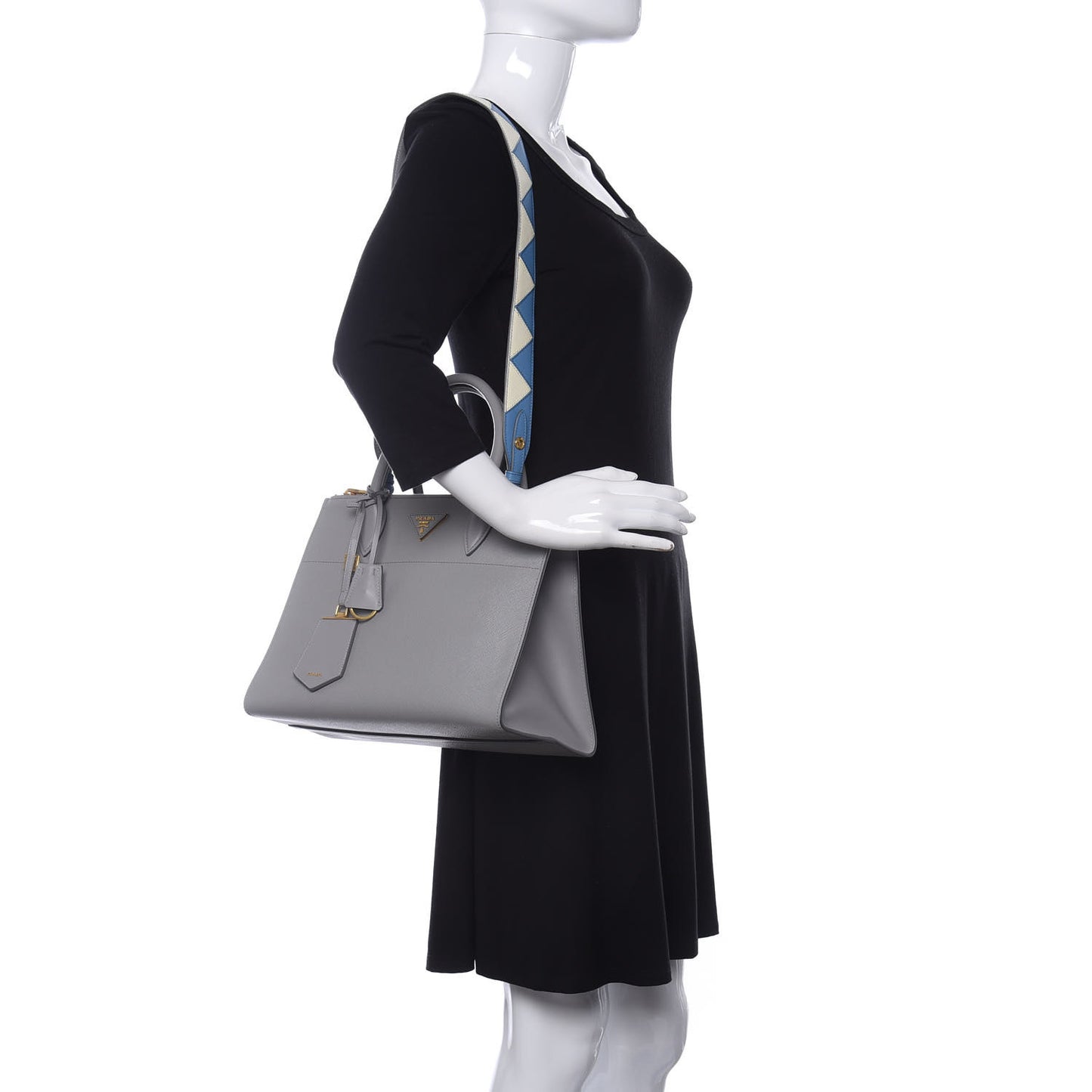 Saffiano City Calfskin Greche Paradigme Bag Nube Mare