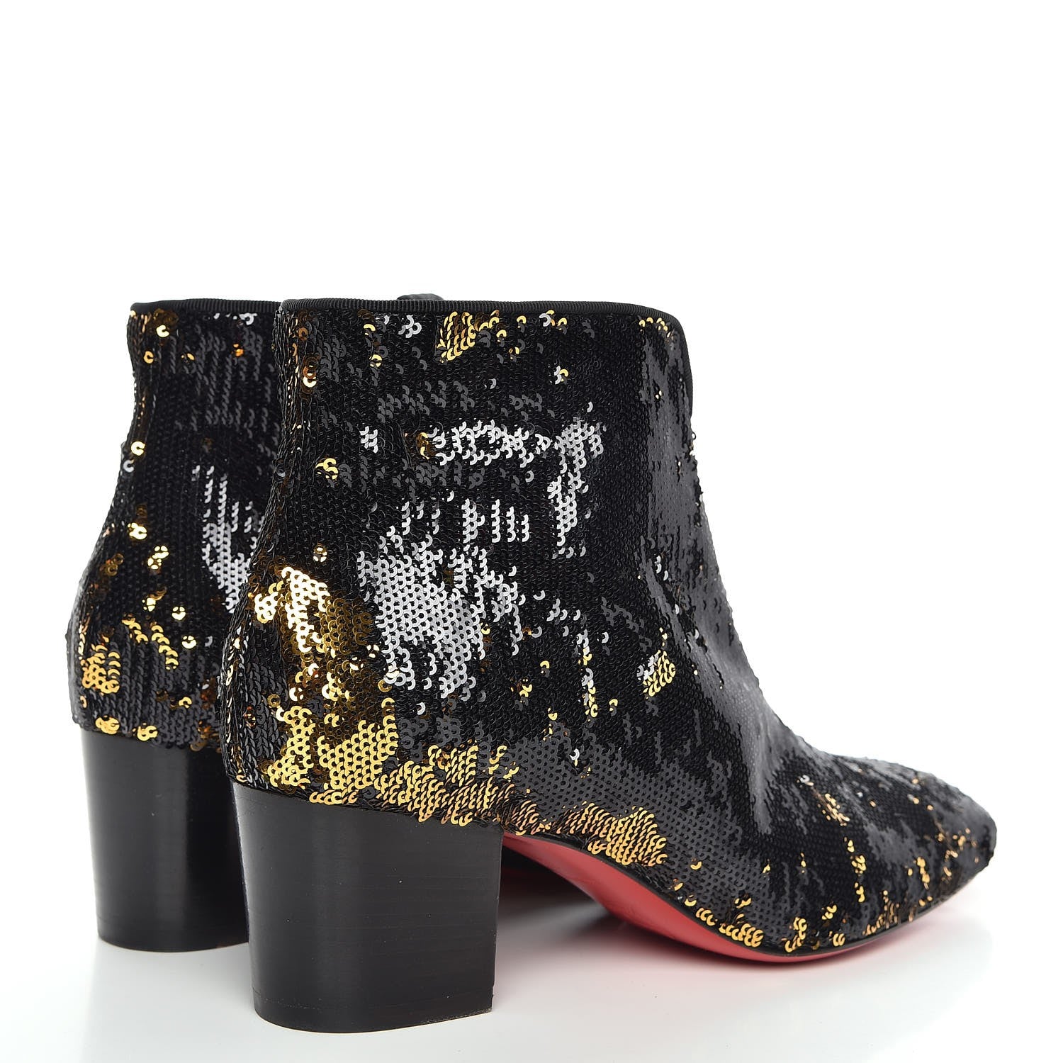 Christian Louboutin Paillettes Disco 70S Ankle Boots 37 Black Gold 4 of 8