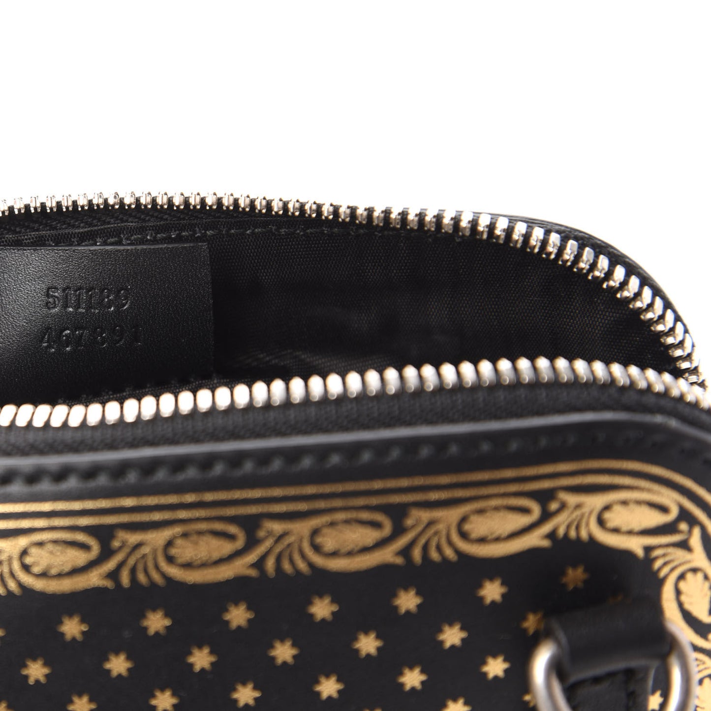 X SEGA Calfskin GUCCY Stars Mini Dome Shoulder Bag Black Gold