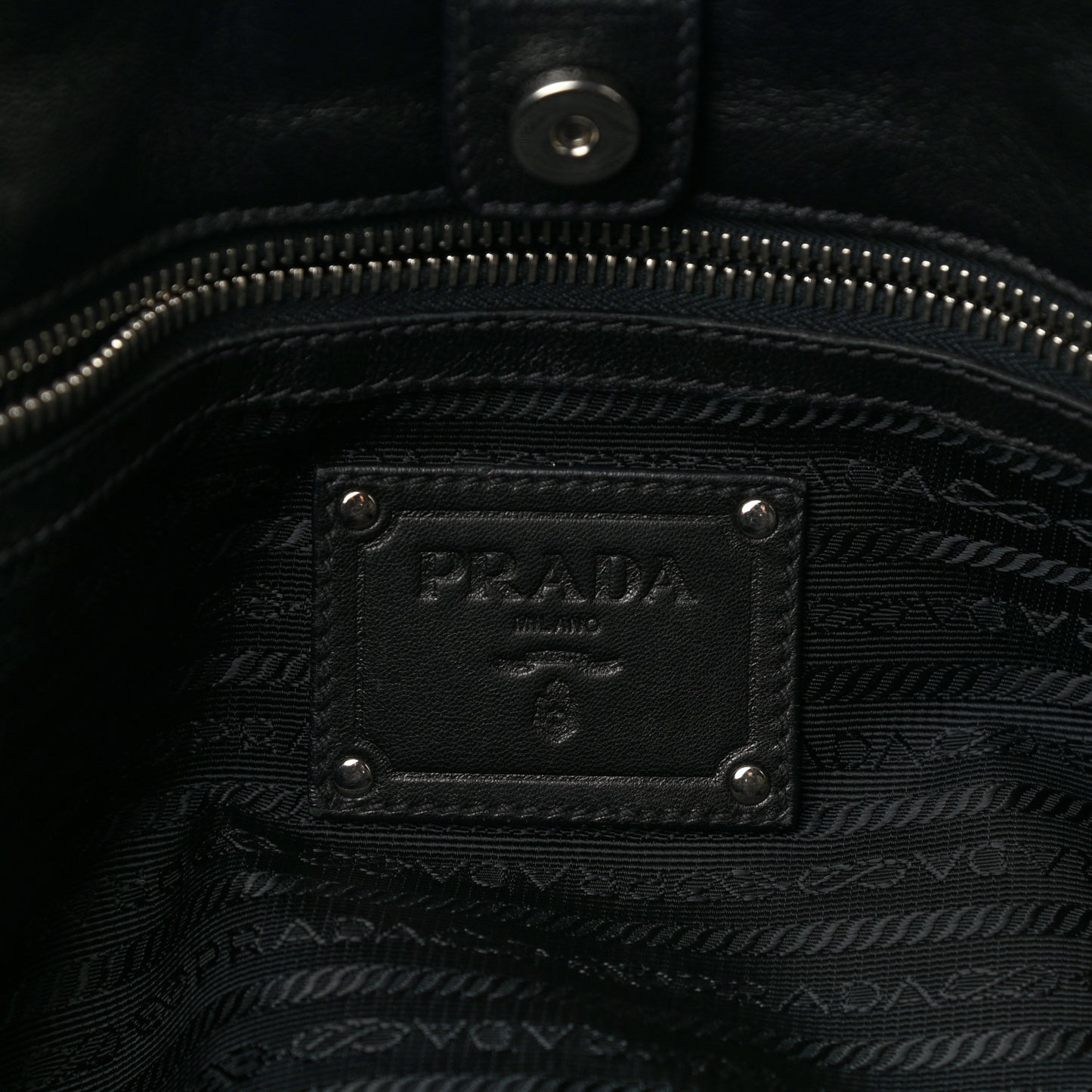 Metallic Nappa Tessuto Nylon Mordore Stripes Tote Black