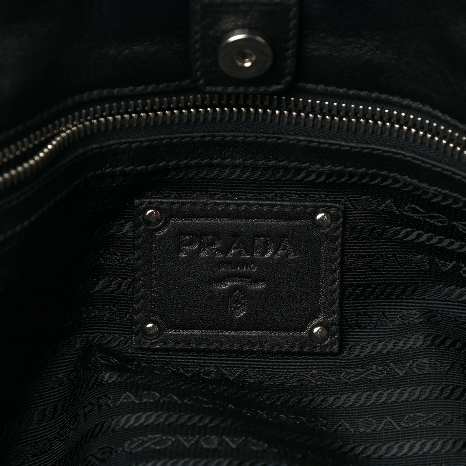 Prada Metallic Nappa Tessuto Nylon Mordore Stripes Tote Black 6 of 11