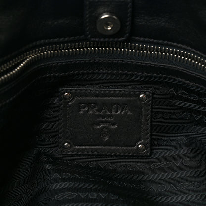 Prada Metallic Nappa Tessuto Nylon Mordore Stripes Tote Black 6 of 11
