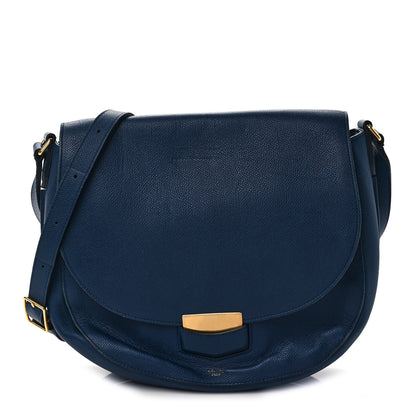 Celine Grained Calfskin Medium Trotteur Navy 1 of 13