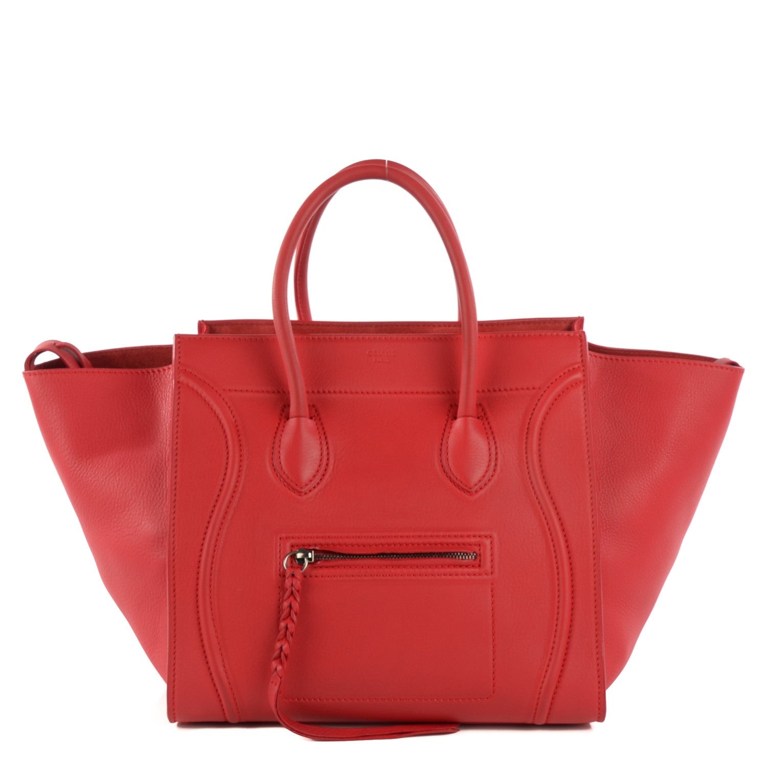 Celine Supple Calfskin Medium Phantom Luggage Vermillion 1 of 9