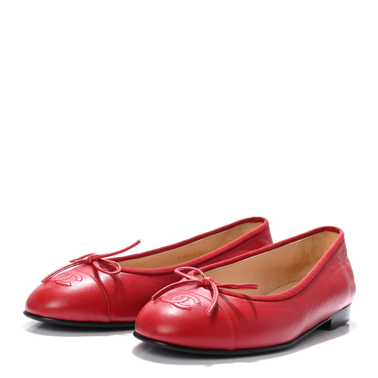 Chanel Lambskin Cap Toe Ballerina Flats 37.5 Red 3 of 7