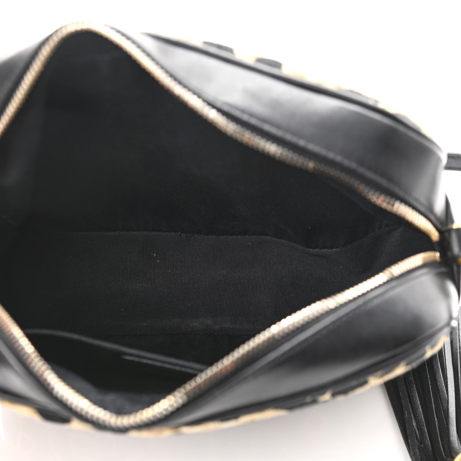 Saint Laurent Raffia Calfskin Leopard Print Monogram Lou Camera Bag Natural Beige Black 5 of 11