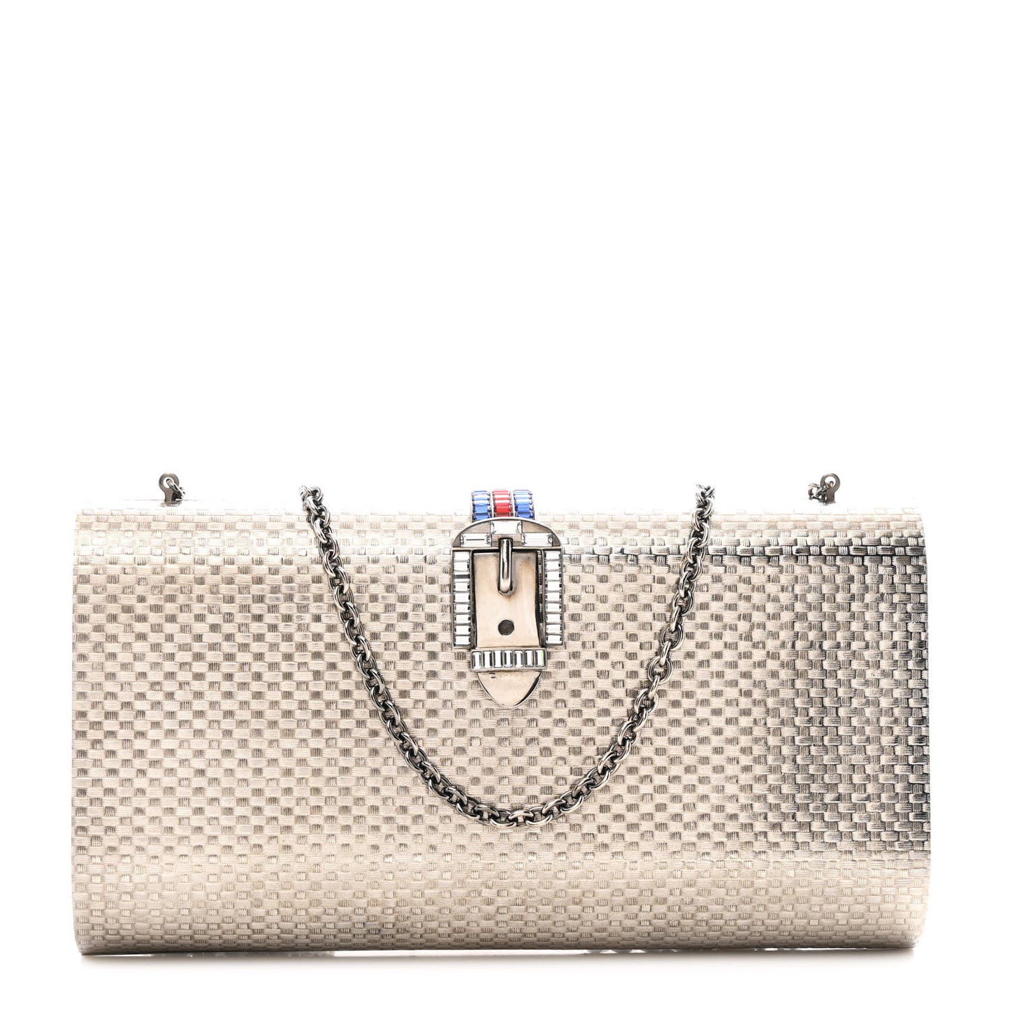 Metal Crystal Buckle Small Chain Shoulder Bag Silver