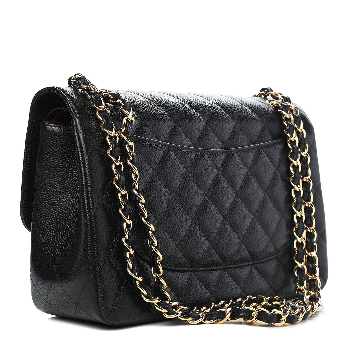 Caviar Quilted Jumbo Double Flap Black