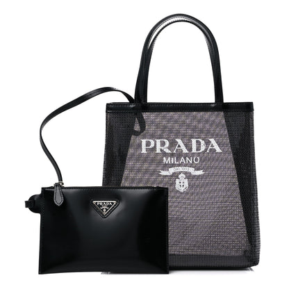 Prada Sequin Mesh Small Tote Bag Black 1 of 11