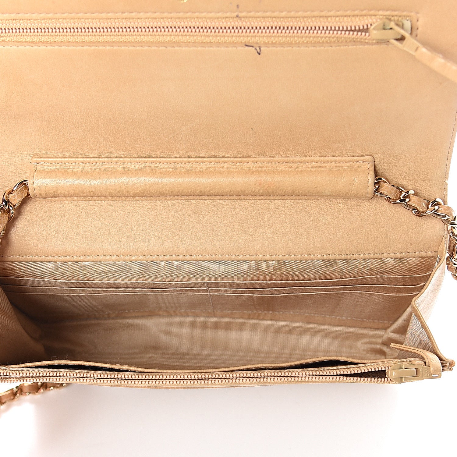 Chanel Caviar Timeless CC Wallet on Chain WOC Beige 4 of 11