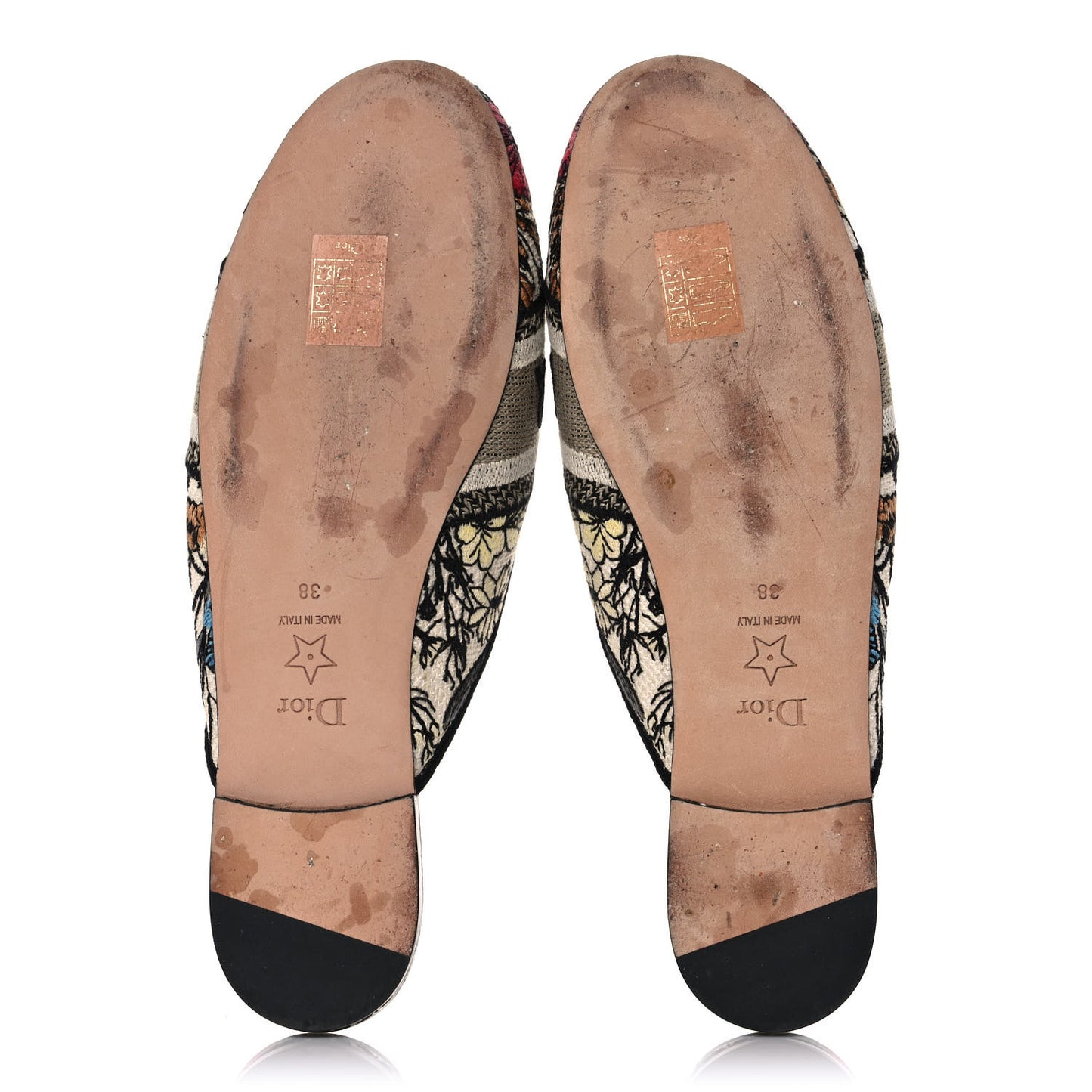 Canvas Cotton Embroidered Mille Fleurs Dioriviera Mules 38 Multicolor