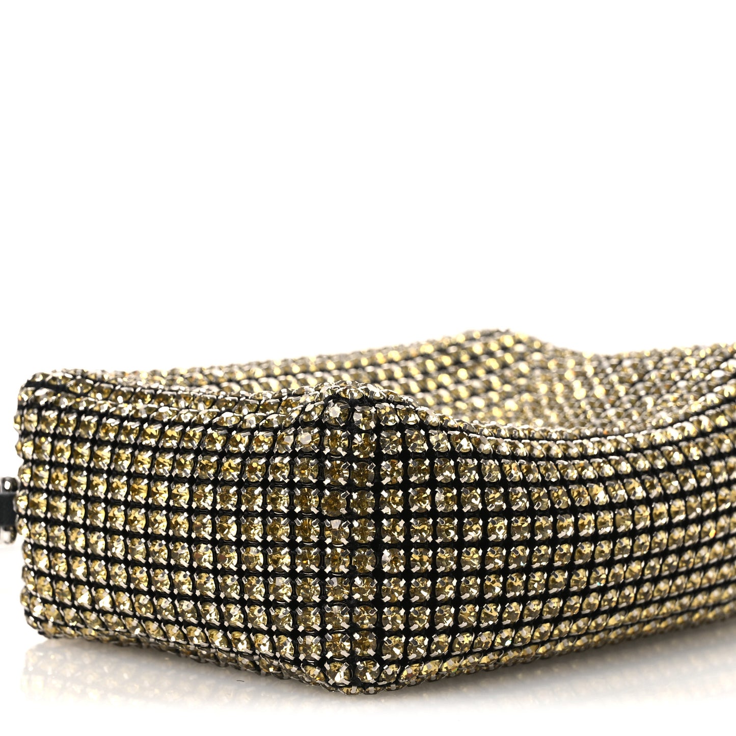 Mesh Crystal Rhinestone Medium Heiress Pouch Porcelain