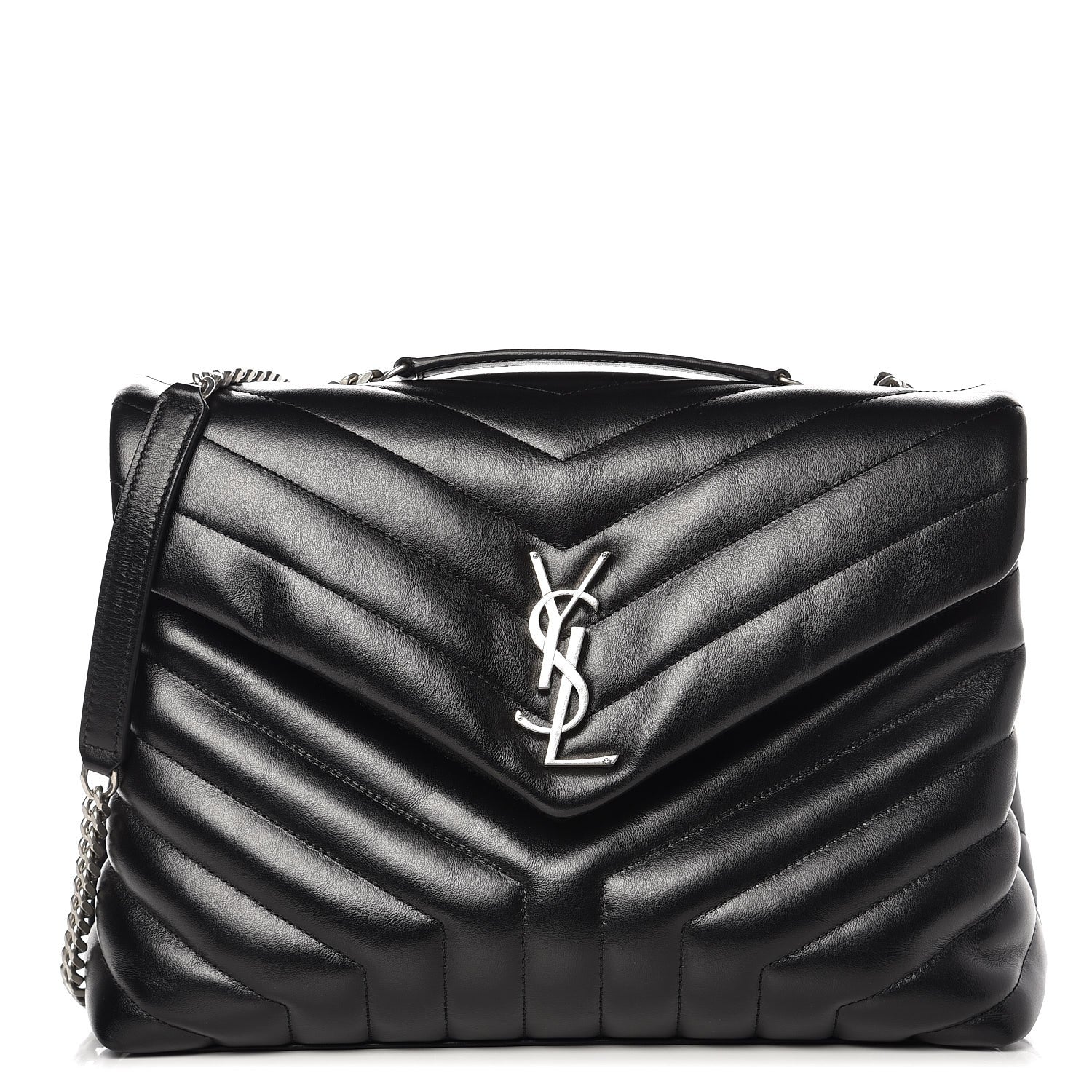 Saint Laurent Calfskin Y Quilted Monogram Medium Loulou Chain Satchel Black 1 of 9