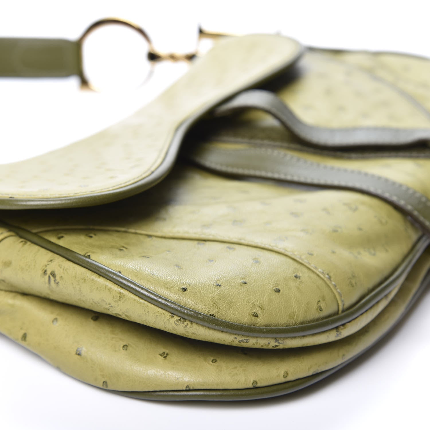 Christian Dior Ostrich Double Saddle Bag Green 5 of 9