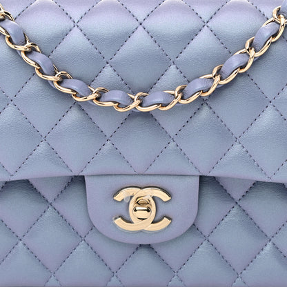 Chanel Iridescent Lambskin Quilted Medium Double Flap Light Purple 8 of 12