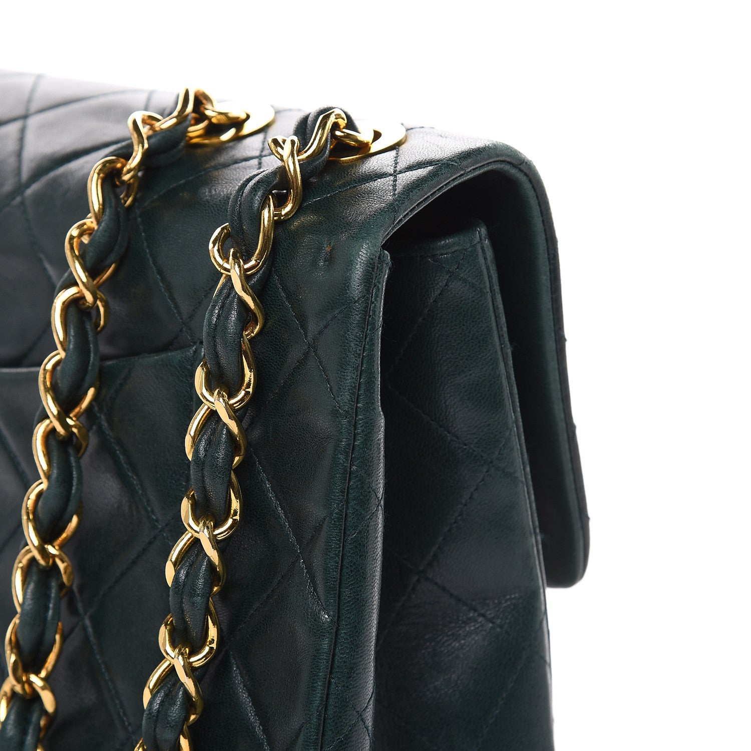Chanel Lambskin Quilted XL Jumbo Single Flap Green 11 of 18